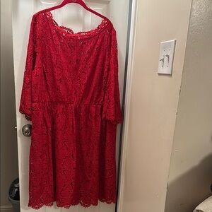 Lane Bryant Red Bishop Sleeve Sundress